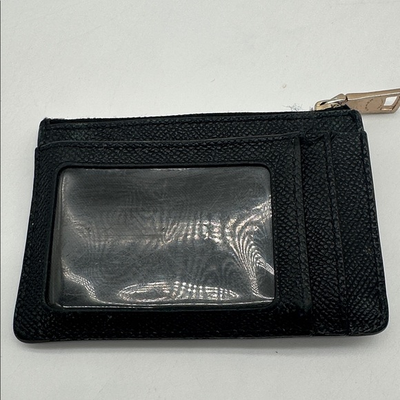 Coach Mini Skinny Cross Grain Leather ID Case Zip Top Closure Attached Key Ring - Picture 2 of 7